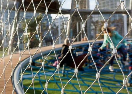 Buy SS304 3mm Knotted Cable Stainless Steel Rope Net Netting 55mm Mesh For Fencing online manufacture