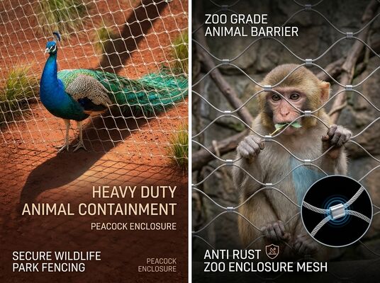 kualitas  Anti Rust 316L Stainless Steel 3.2mm Wire Rope Net Fence for Zoo Animal Enclosure pabrik