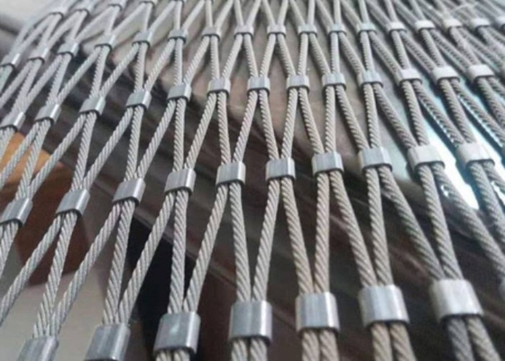 50*50mm Zoo Aviary Mesh Ferruled Stainless Steel Rope Net 7*7