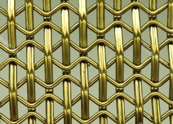 50*100mm Dekoratif Tembaga Mesh Disesuaikan Crimped Kuningan Wire Mesh