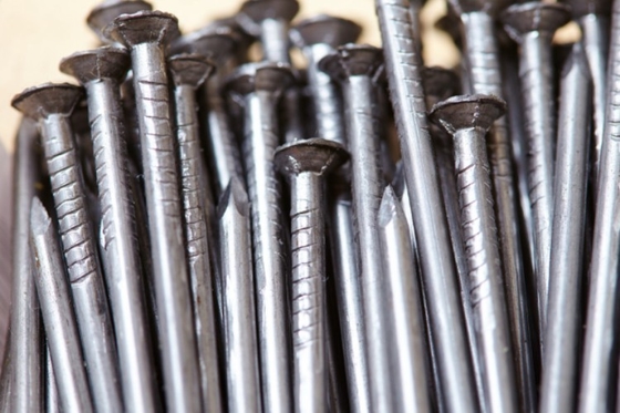 Zilveren spijkers met scherpe punten, gewone ijzeren spijkers met platte kop, voor hout