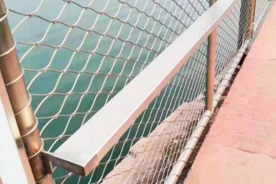 PVC Coated 40cm*40cm Rope Net Fence 1.5mm Steel Wire Mesh