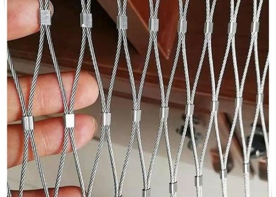 AISI 316 2.0mm 50mm  Stainless Steel Cable Mesh For Eagle Fencing