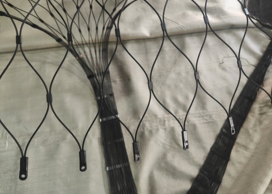 Black Oxidized Zoo Rope Netting 50*50mm Zoo Aviary Netting SS304 Cable Mesh
