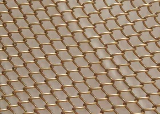 Ss304 Decoration Wire Mesh 1.2mm Yellow Color Chain Link Fence For Hotel