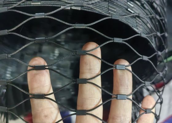 Black Oxidized 20*20mm Stainless Steel Aviary Mesh Cable Net Panels 7x19