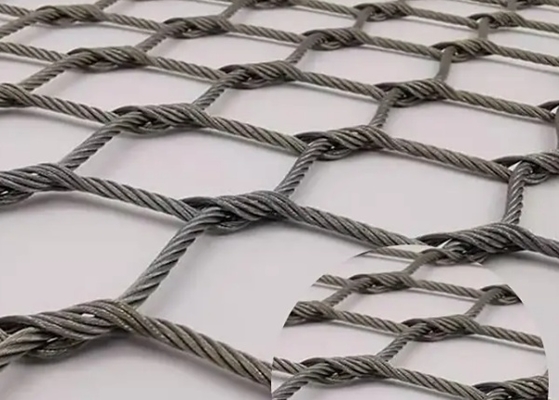 2.0mm Zoo Rope Netting 52mm Woven Stainless Steel Wire Rope Mesh
