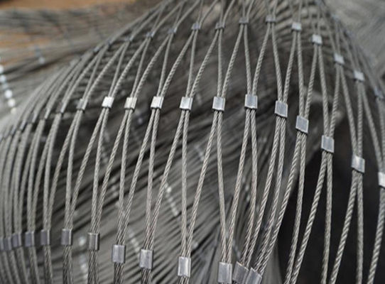 Flexible Stainless Steel 304 or 316 Ferrule Rope Mesh with 7*7 Cable Wire and 2.0mm Wire Diameter for Zoo Enclosures