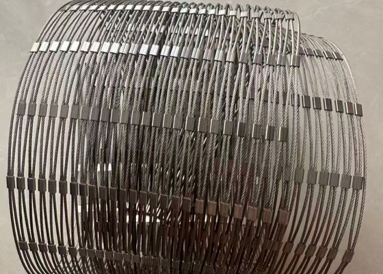 316 Stainless Steel Ferrule Type  Cable Mesh Safety Fence For Zoo Aviary Netting