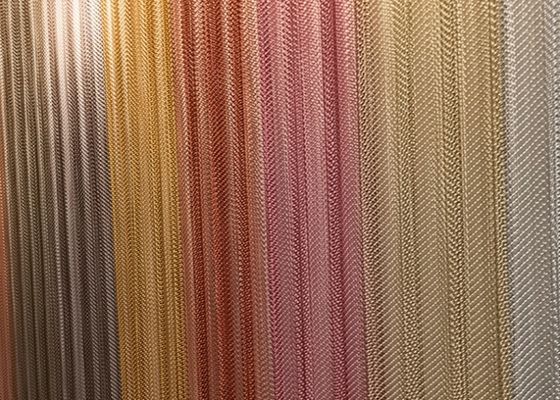6mm*6mm Yellow Decoration Wire Mesh with Chain Link Weaving for Architectural Design