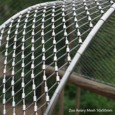 50*50mm Zoo Aviary Mesh Ferruled Stainless Steel Rope Net 7*7