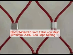 Đen Oxidized 2.0mm Cable Zoo Mesh 50 * 50mm SS316L Zoo Rope Netting